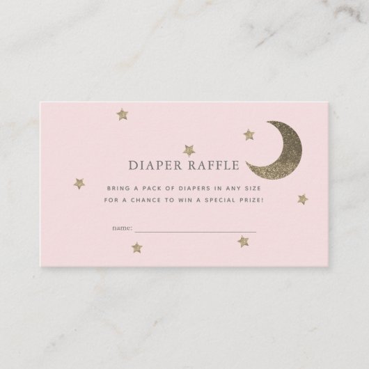 Stars & Moon Baby shower Roze Luier Raffle Ticket Informatiekaartje (Voorkant)