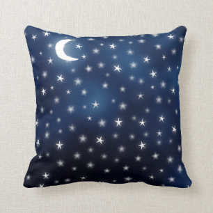 Stars Moon Blue Night Sky Dream White Navy Kussen