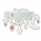 Stars moon boho chic decorative line art sticker (Voorkant)