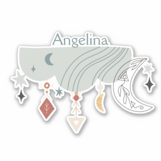 Stars moon boho chic decorative line art sticker (Voorkant)