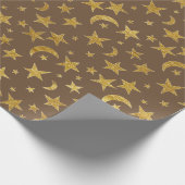 Stars Moon Bronze Maroon Gold Metall Sky Champaign Cadeaupapier (Hoek)