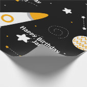 Stars Moon Buitenspace Rocket Birthday Cadeaupapier (Hoek)