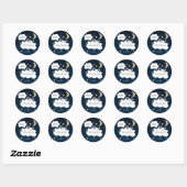 Stars Moon Bunny Gold Navy Baby shower Ronde Sticker (Vel)