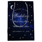 Stars & Moon Celestial Blue Night Weduwen Welkom Medium Cadeauzakje (Voorkant)