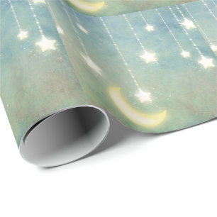 Stars Moon Celestial Shiny Ggloed Lights Cadeaupapier