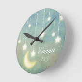 Stars Moon Celestial Shiny Ggloed Lights Ronde Klok (Hoek)