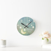 Stars Moon Celestial Shiny Ggloed Lights Ronde Klok (Huis)