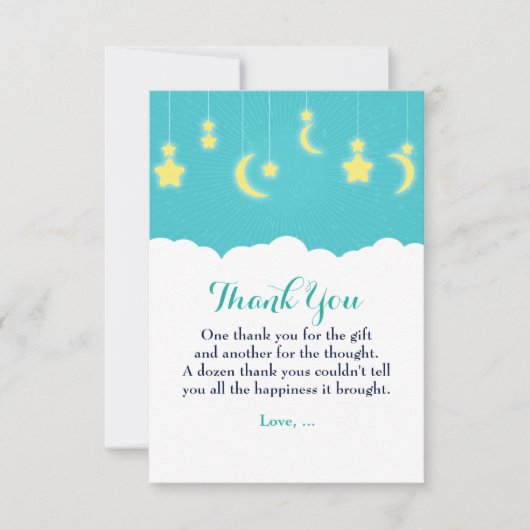 Stars Moon & Clouds Baby shower Dankjewel kaart (Voorkant)