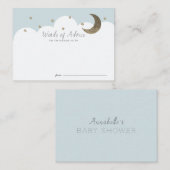 Stars Moon & Clouds Blue Baby shower Advice Kaarte Informatiekaartje (Voorkant / Achterkant)
