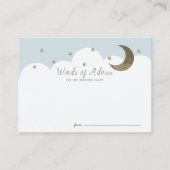 Stars Moon & Clouds Blue Baby shower Advice Kaarte Informatiekaartje (Voorkant)