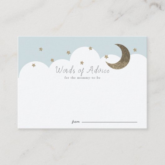 Stars Moon & Clouds Blue Baby shower Advice Kaarte Informatiekaartje (Voorkant)