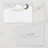 Stars Moon & Clouds Gray Baby shower Advice Kaarte Informatiekaartje (Voorkant / Achterkant)