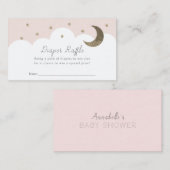Stars Moon & Clouds Pink Diaper Raffle Ticket Encl Informatiekaartje (Voorkant / Achterkant)