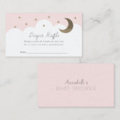 Stars Moon & Clouds Pink Diaper Raffle Ticket Informatiekaartje (Voorkant / Achterkant)