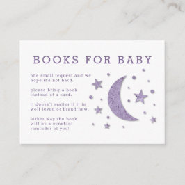 Stars Moon Lavender Baby shower Book Request Card Informatiekaartje