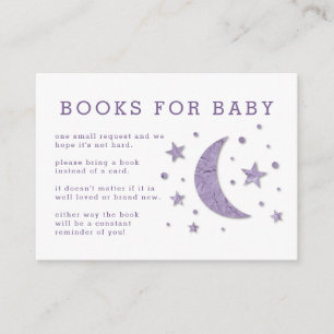Stars Moon Lavender Baby shower Book Request Card Informatiekaartje
