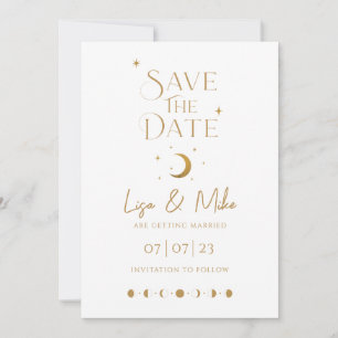Stars & Moon Minimal Celestial Save the Date Kaart