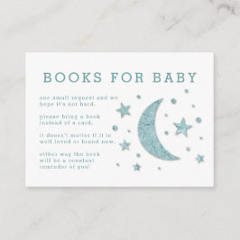 Stars Moon Mint Baby shower Book Request Card Informatiekaartje