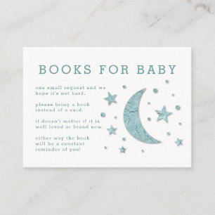 Stars Moon Mint Baby shower Book Request Card Informatiekaartje