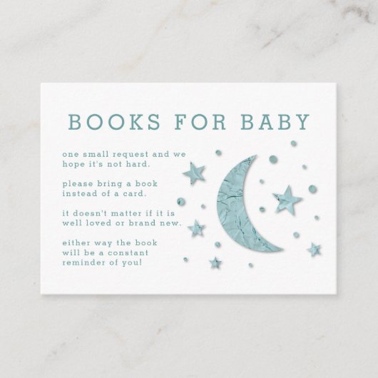 Stars Moon Mint Baby shower Book Request Card Informatiekaartje (Voorkant)