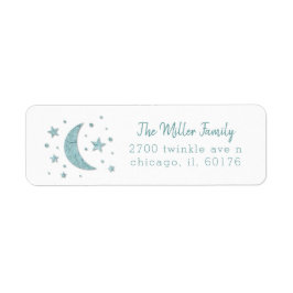 Stars Moon Mint Baby shower Etiket
