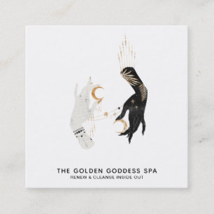 *~* Stars Moon Mystic Hands Gold Palm Leaves Spa Vierkante Visitekaartje
