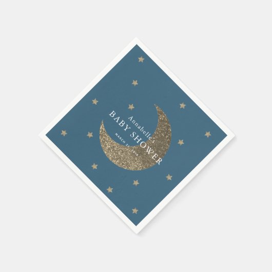 Stars & Moon Navy Blue Baby shower papieren servet (Hoek)
