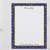 Stars & Moon Navy Blue & Gold Pattern personaliser (Voorkant / Achterkant)