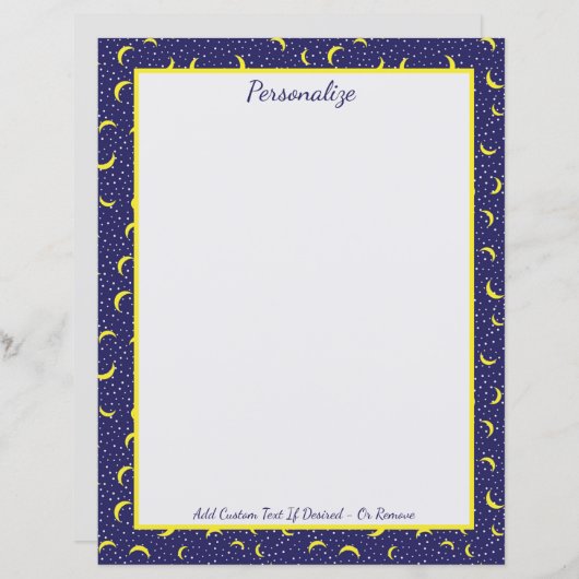 Stars & Moon Navy Blue & Gold Pattern personaliser (Voorkant / Achterkant)