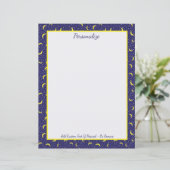 Stars & Moon Navy Blue & Gold Pattern personaliser (Staand voorkant)