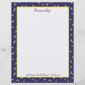 Stars & Moon Navy Blue & Gold Pattern personaliser (Voorkant)