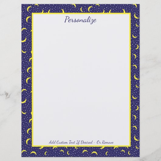 Stars & Moon Navy Blue & Gold Pattern personaliser (Voorkant)