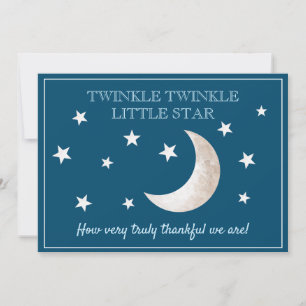 Stars Moon Navy Blue White Baby shower Hartelijk d Bedankkaart