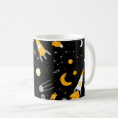 Stars Moon Night Sky Buitenspace Rocket Koffiemok (Voorkant rechts)