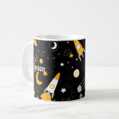 Stars Moon Night Sky Buitenspace Rocket Koffiemok (Voorkant links)