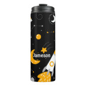 Stars Moon Night Sky Buitenspace Rocket Thermosbeker (Voorkant)