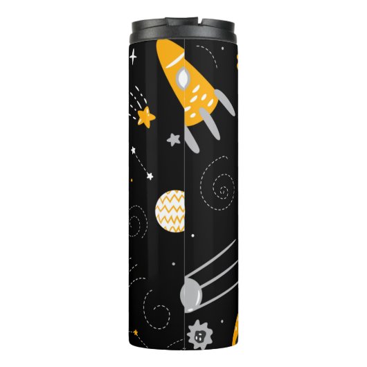 Stars Moon Night Sky Buitenspace Rocket Thermosbeker (Achterkant)