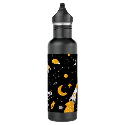Stars Moon Night Sky Buitenspace Rocket Waterfles (Rechts)