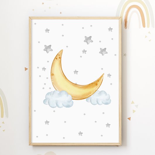 Stars Moon Nursery Poster Kinder Room Print