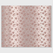 Stars Moon Skinny Roos Blush Sparkly Pastel VIP Cadeaupapier (Vlak)