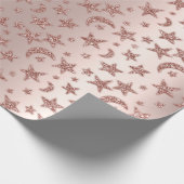 Stars Moon Skinny Roos Blush Sparkly Pastel VIP Cadeaupapier (Hoek)