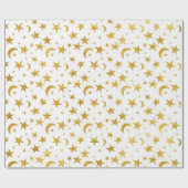 Stars Moon Sky Gold White Galaxy Elegant Chic Cadeaupapier (Vlak)