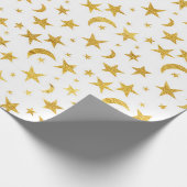 Stars Moon Sky Gold White Galaxy Elegant Chic Cadeaupapier (Hoek)