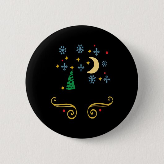 Stars Moon Snowflakes And Merry Christmas Kids T S Ronde Button 5,7 Cm (Voorkant)
