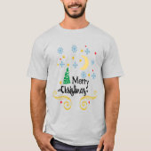 Stars Moon Snowflakes and Merry Kerstunisex T-shirt (Voorkant)