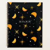 Stars & Moons Black Noir aangepaste tekstplanner Planner (Voorkant)