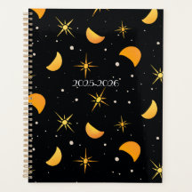 Stars & Moons Black Noir aangepaste tekstplanner
