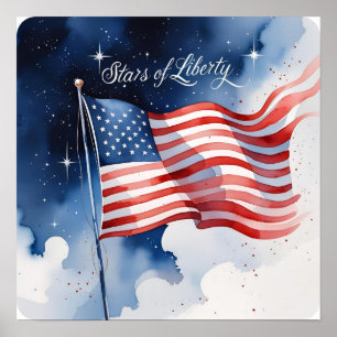 Stars of Liberty Minimalist Flag Poster downloaden