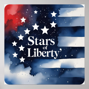 Stars of Liberty Poster uit de 4e Waterverf