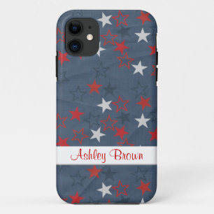 Stars op denim met naamplaat Case-Mate iPhone case